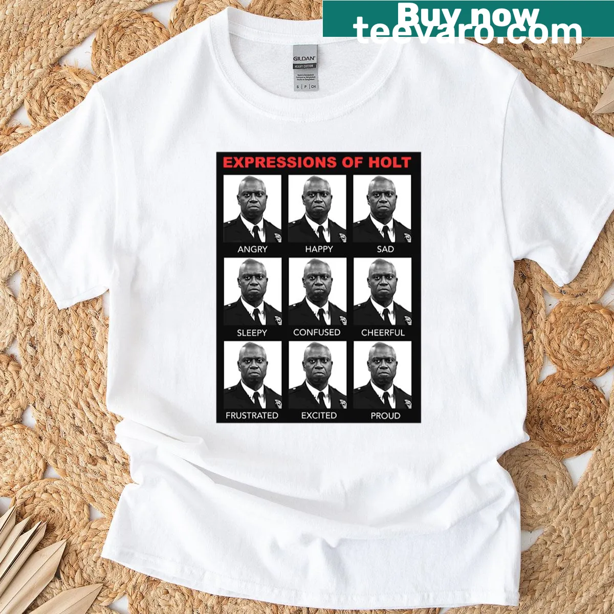 Captain Holt expressions T-shirt inspired by Brooklyn 99 — on a men's t-shirt