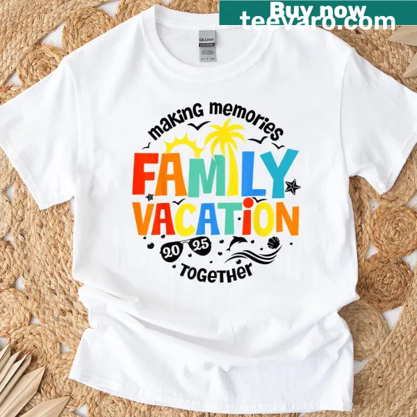Family Vacation 2025 T-shirt with cheerful summer graphic
