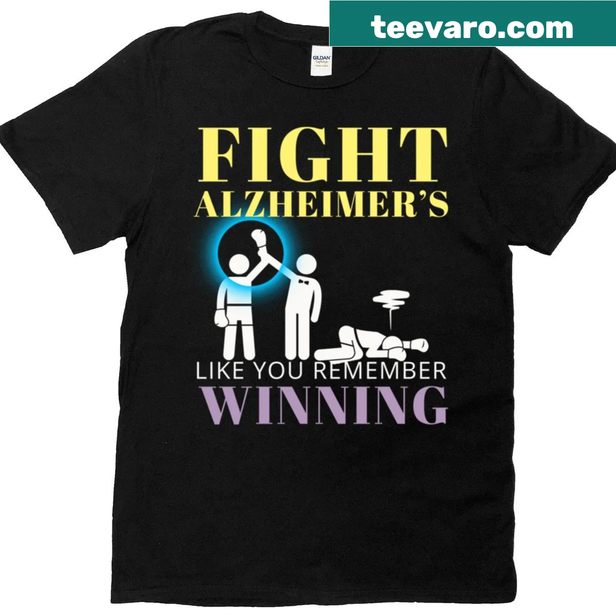 T-shirt with motivational phrase about fighting Alzheimer's awareness — on a men's t-shirt