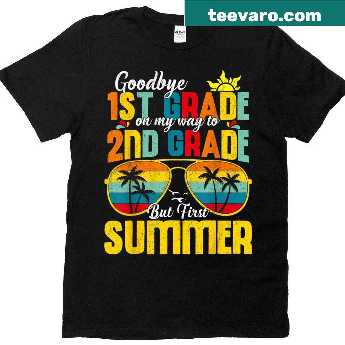Celebratory T-shirt for first graders featuring last day of school design — on a men's t-shirt