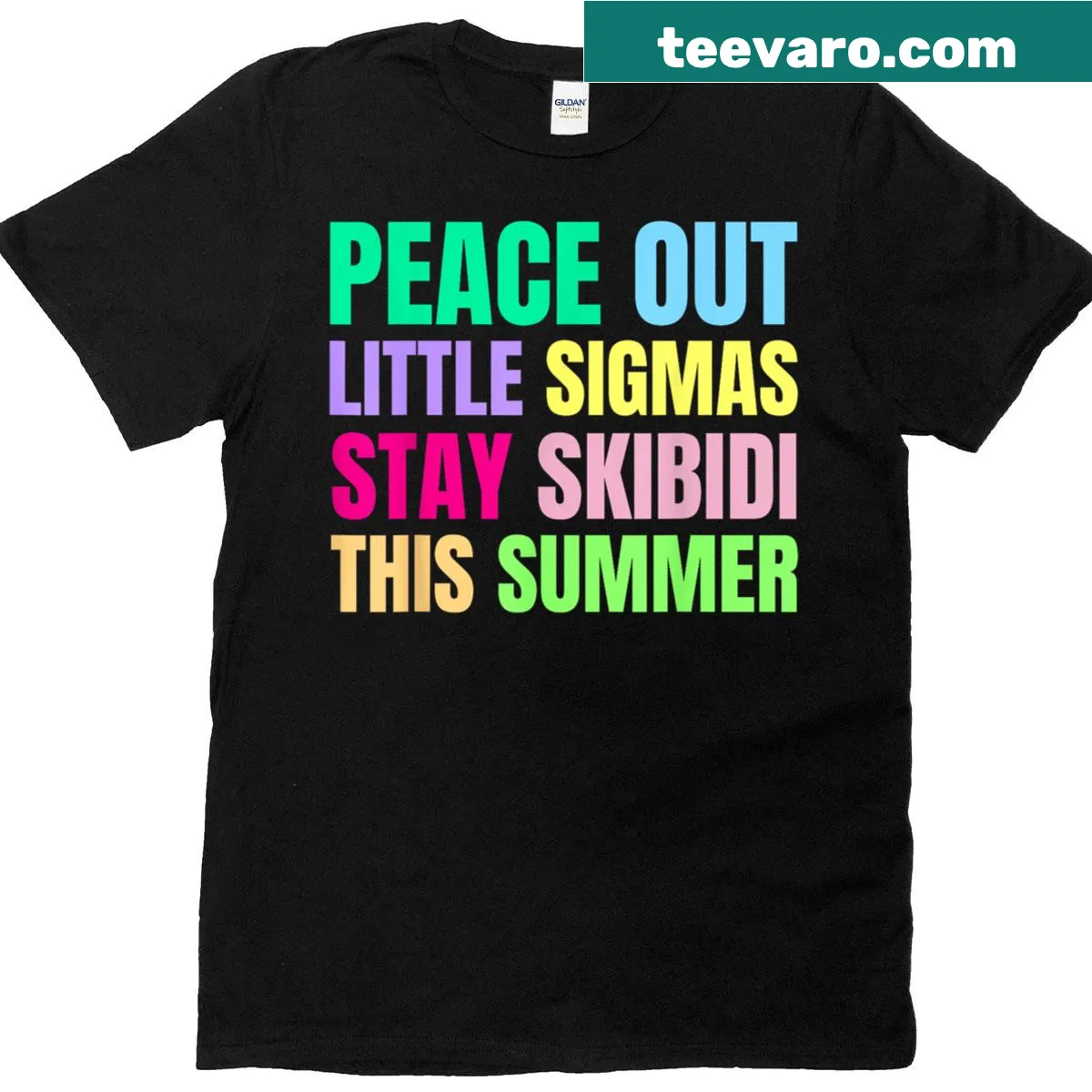 Text-based T-shirt with 'Peace Out Sigmas!' for teachers — on a men's t-shirt