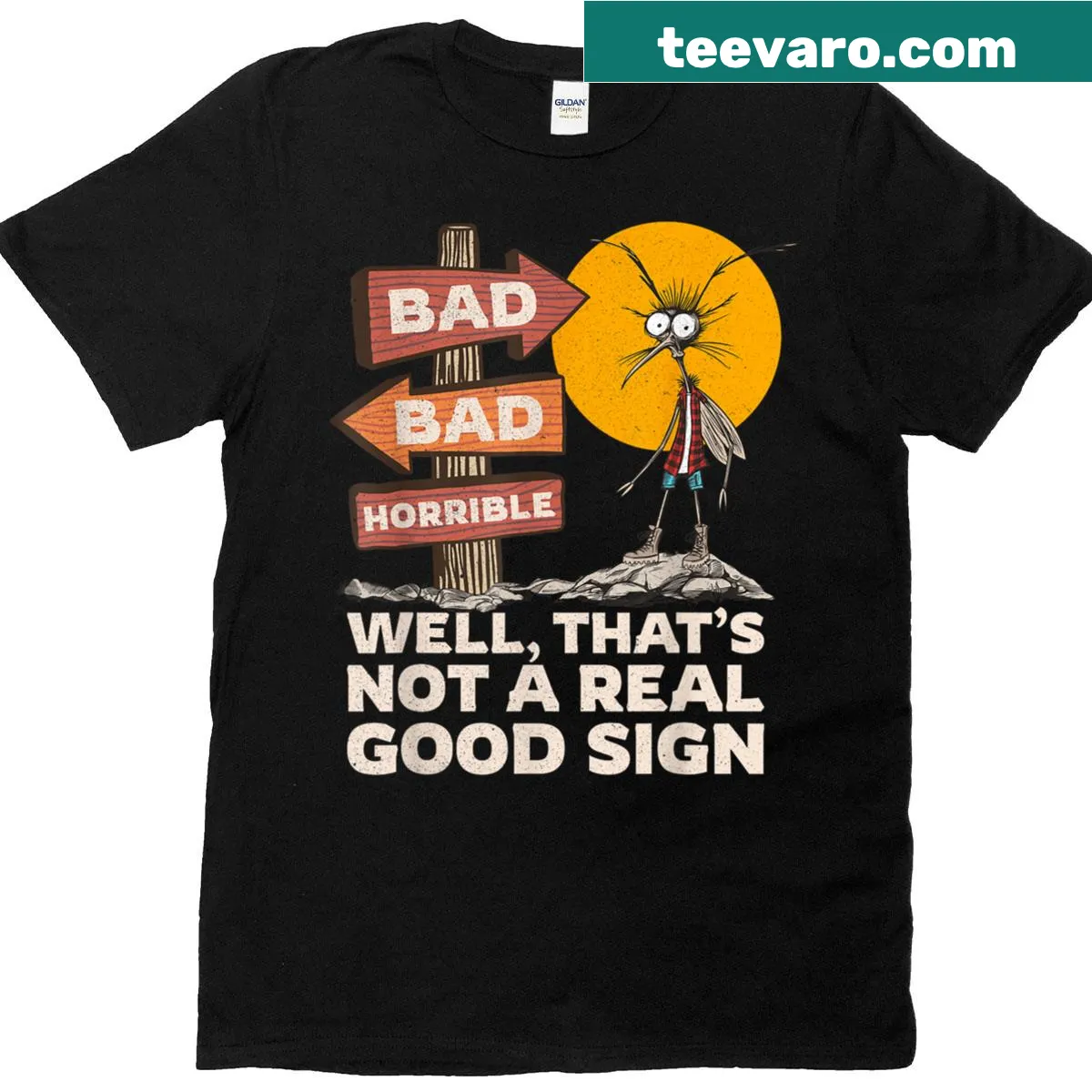 Graphic T-shirt with the phrase 'Well That’s Not A Good Sign' — on a men's t-shirt