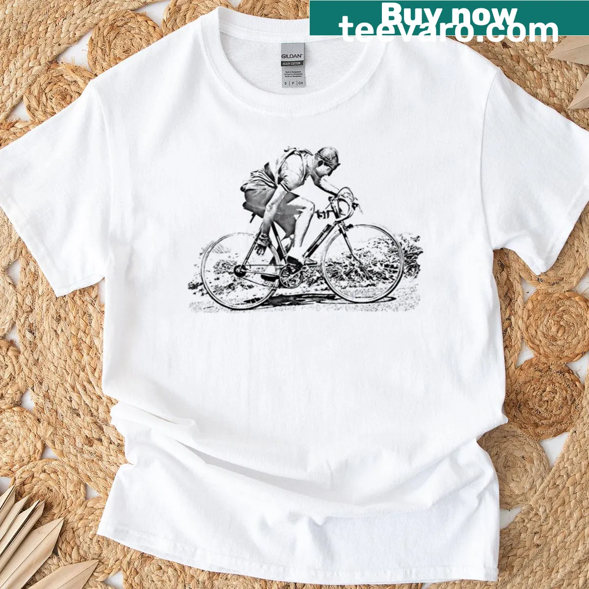Vintage T-shirt honoring cycling legend Gino Bartali — on a men's t-shirt