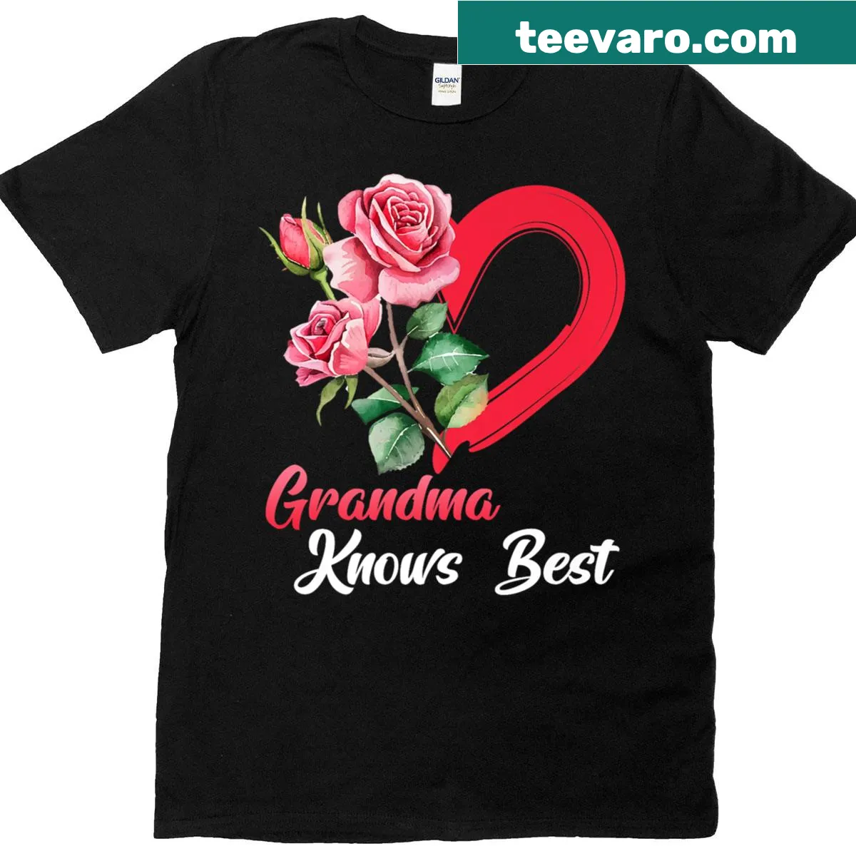Funny t-shirt for grandmothers featuring roses and humorous text. — on a men's t-shirt