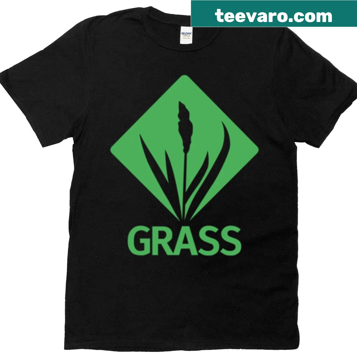 Vibrant logo t-shirt in grass green for casual style. — on a men's t-shirt