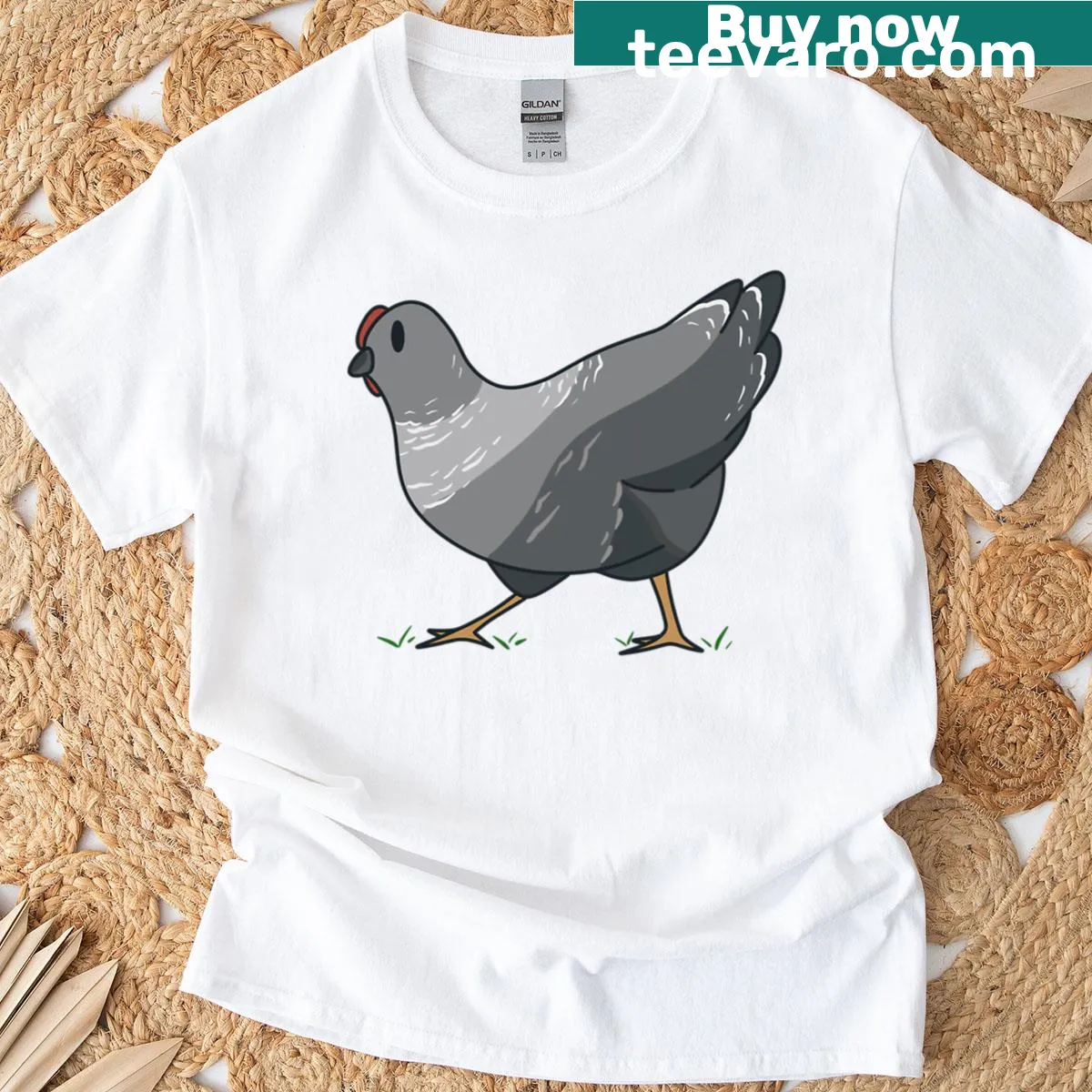 Cartoon chicken graphic on a fun t-shirt — on a men's t-shirt