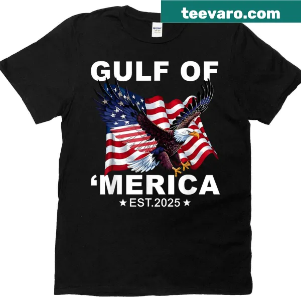 Patriotic t-shirt featuring US flag design and Gulf Of Merica text