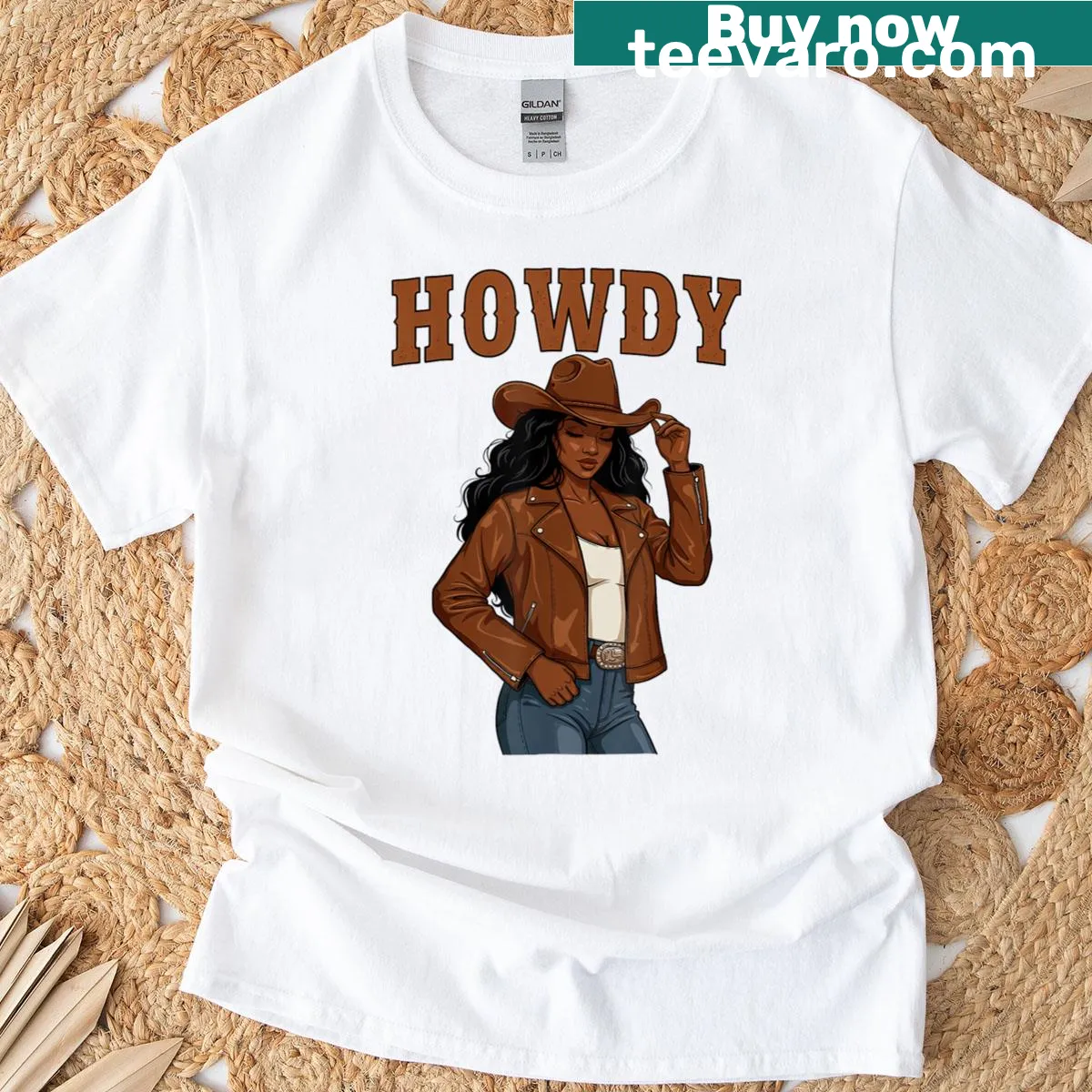 T-shirt celebrating Black cowgirls with a retro design. — on a men's t-shirt