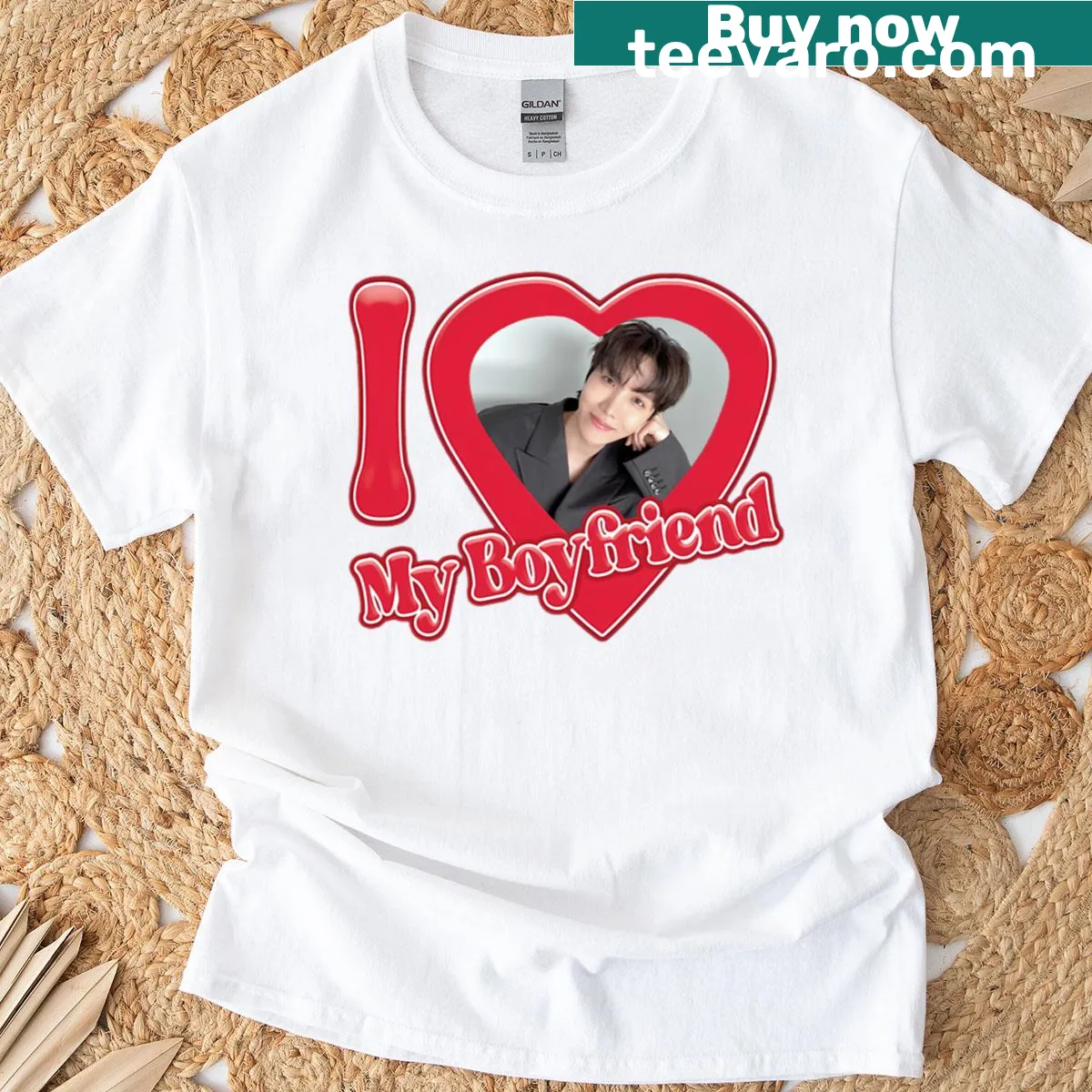 Playful T-shirt featuring a meme about J-hope and love — on a men's t-shirt