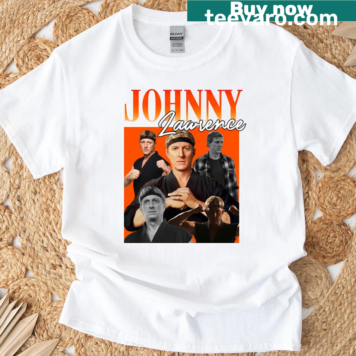 Vintage Cobra Kai t-shirt featuring Johnny Lawrence — on a men's t-shirt