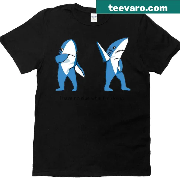 Cartoon-style T-shirt featuring 'Left Shark' meme