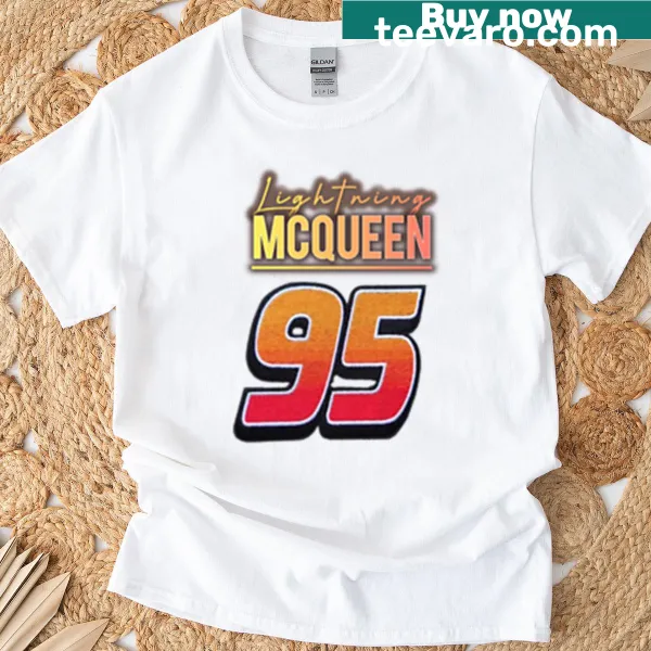 Illustration of Lightning McQueen from animated film on a t-shirt.