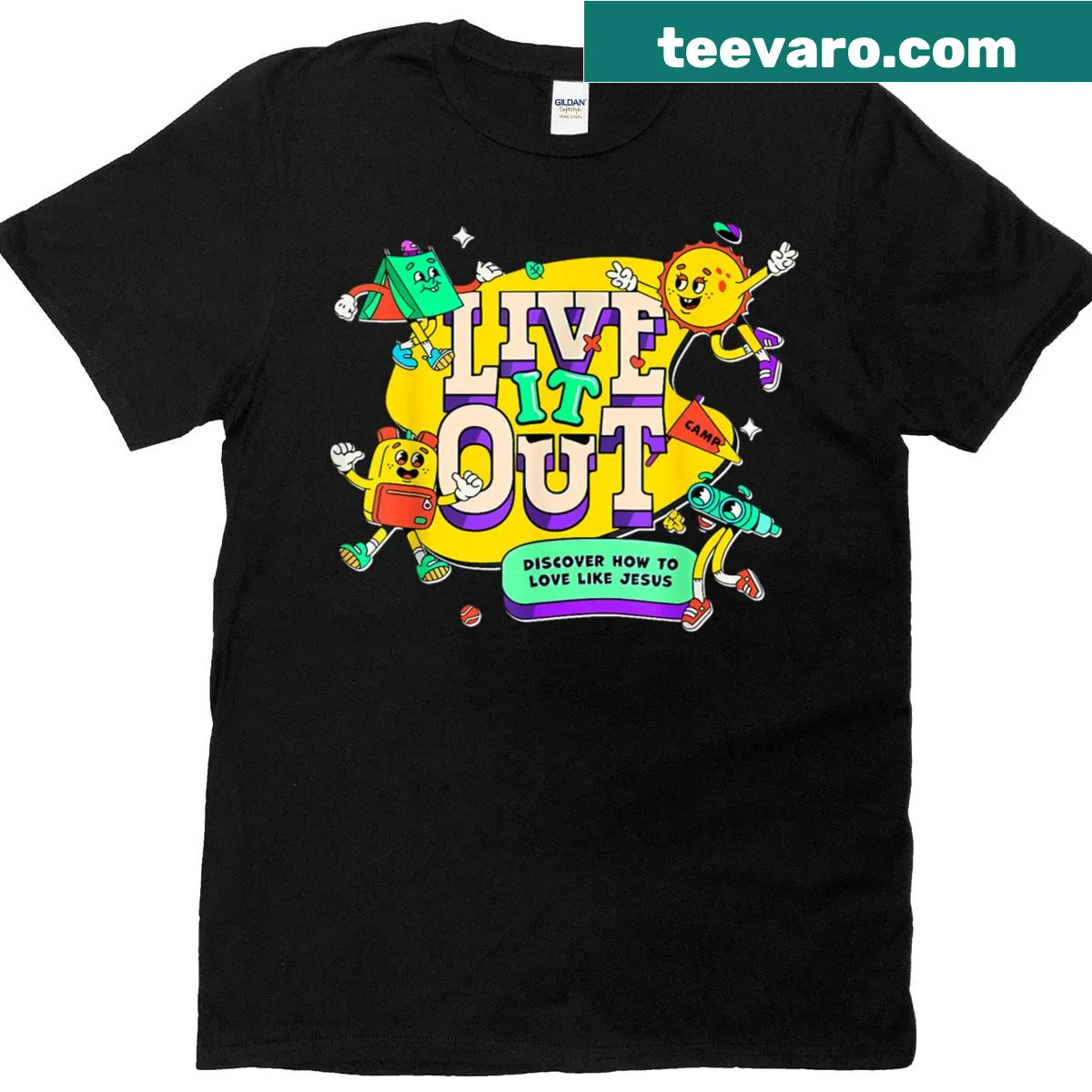 Kids t-shirt with Live It Out theme for Bible school — on a men's t-shirt