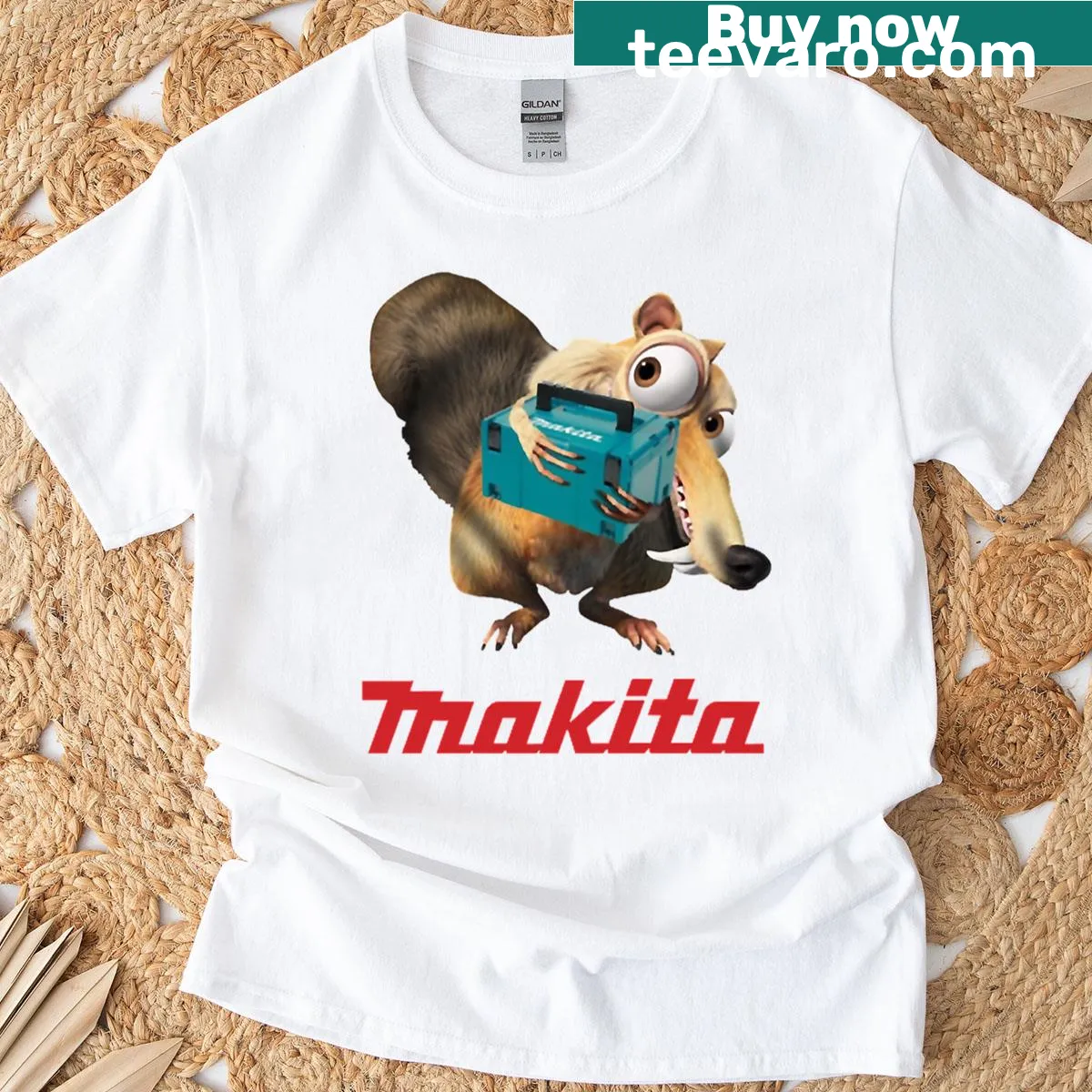 Makita logo T-shirt celebrating quality tools and craftsmanship — on a men's t-shirt