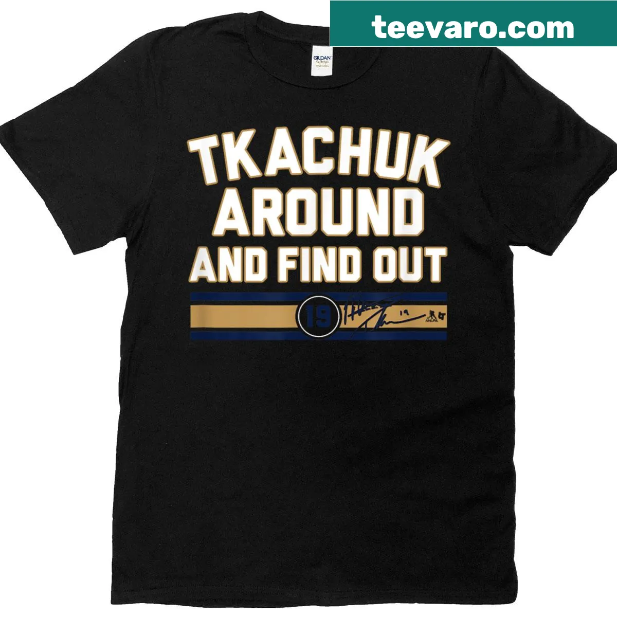 Matthew Tkachuk hockey graphic T-shirt — on a men's t-shirt