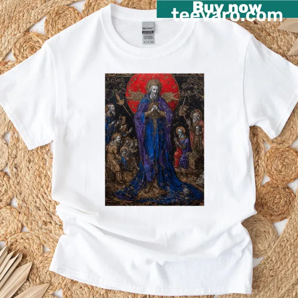 Gothic-inspired medieval dark art T-shirt with mythical elements