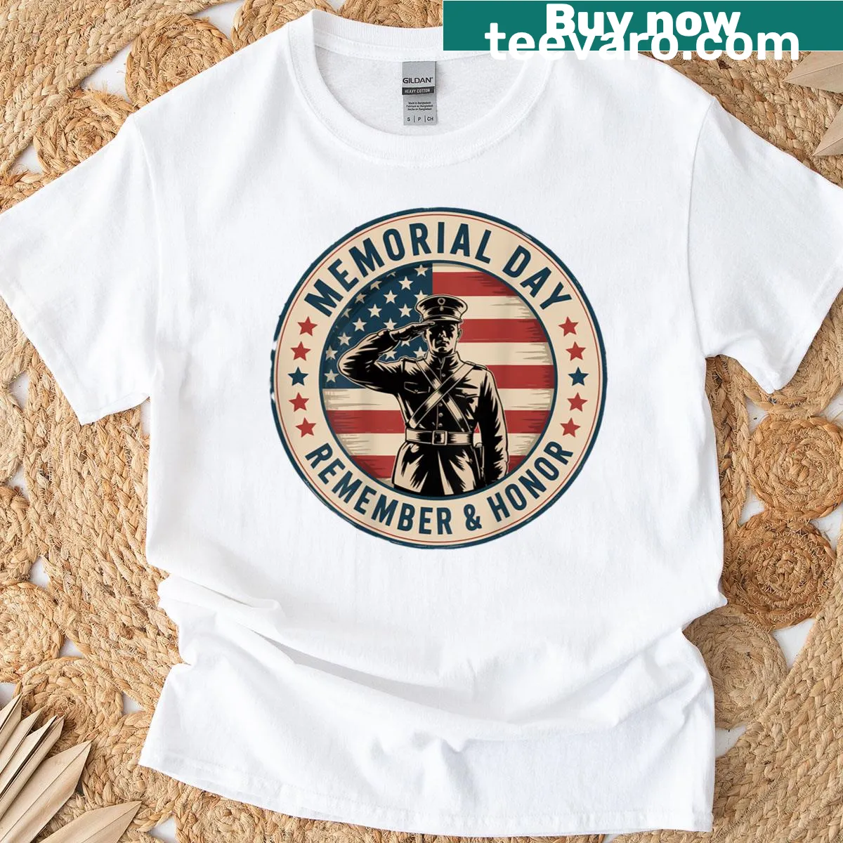 Patriotic t-shirt honoring veterans with a meaningful message — on a men's t-shirt