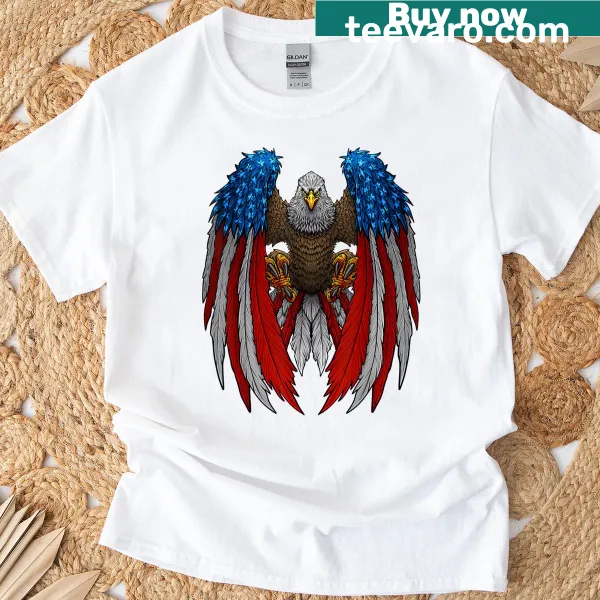 Patriotic T-shirt with bald eagle and American flag