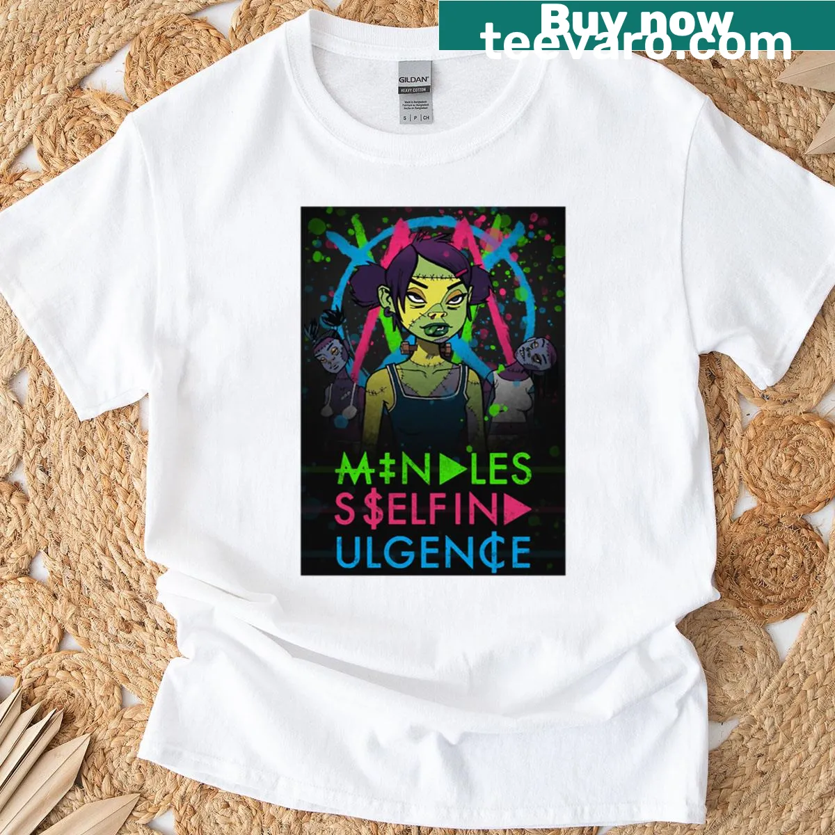 Art print T-shirt featuring Mindless Self Indulgence design. — on a men's t-shirt