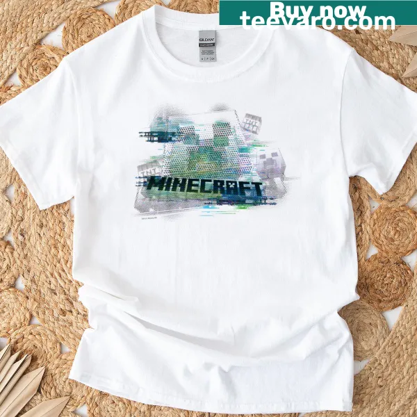Vintage logo T-shirt featuring Minecraft Creeper head graphic.