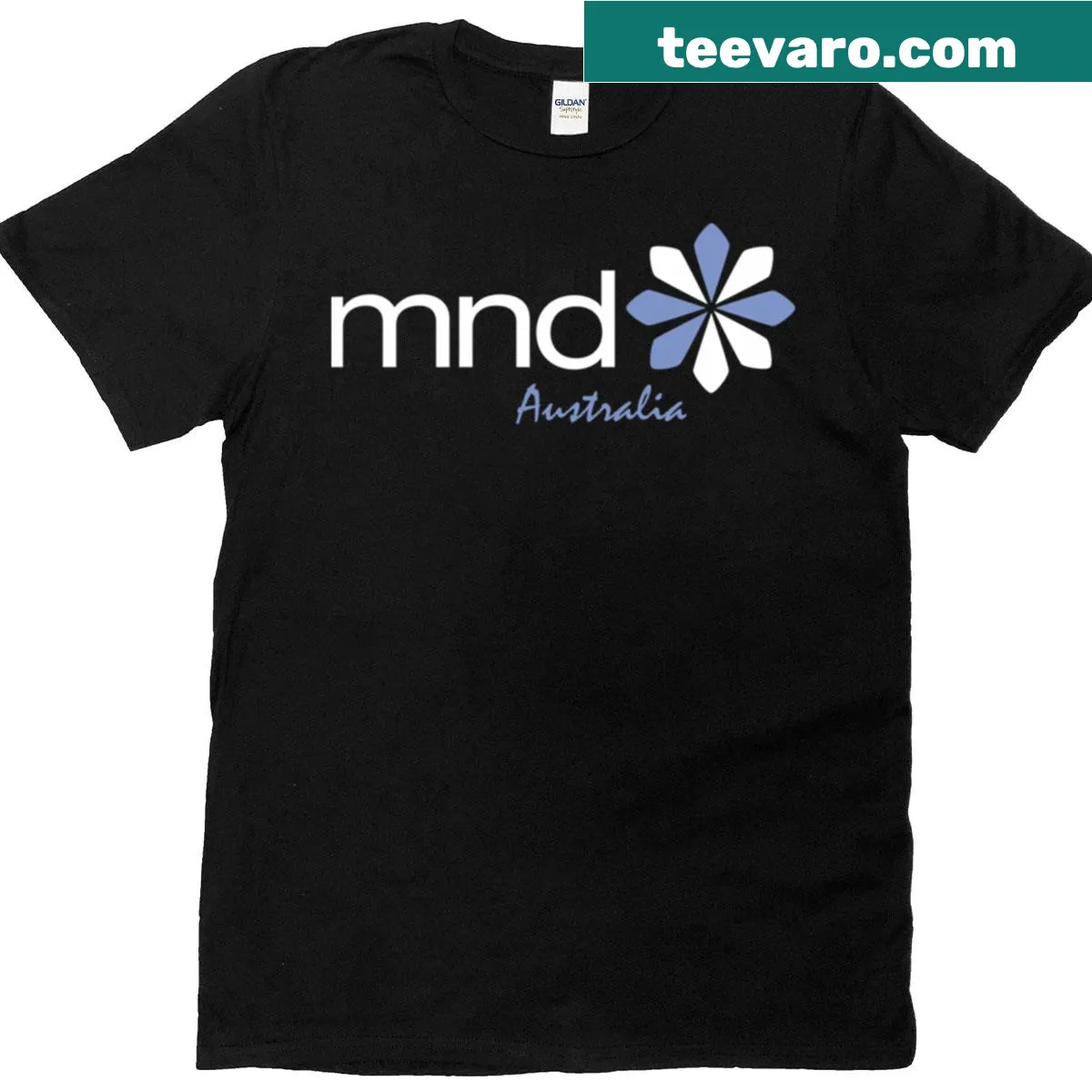 MND Australia logo on awareness T-shirt — on a men's t-shirt