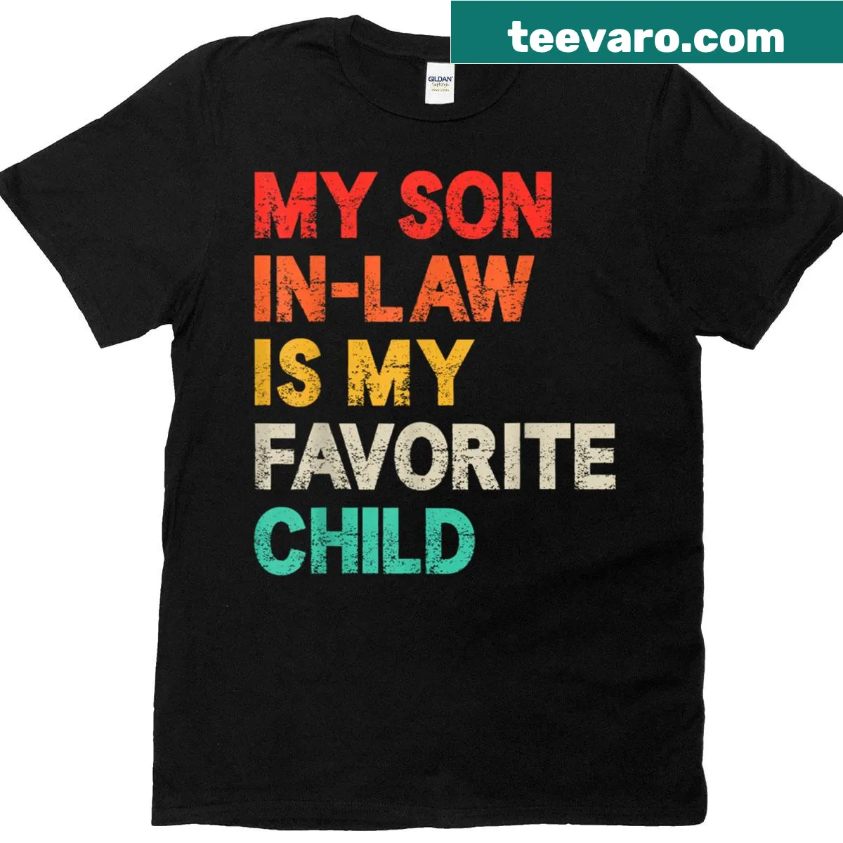 Funny retro T-shirt stating 'My Son In Law Is My Favorite Child' — on a men's t-shirt