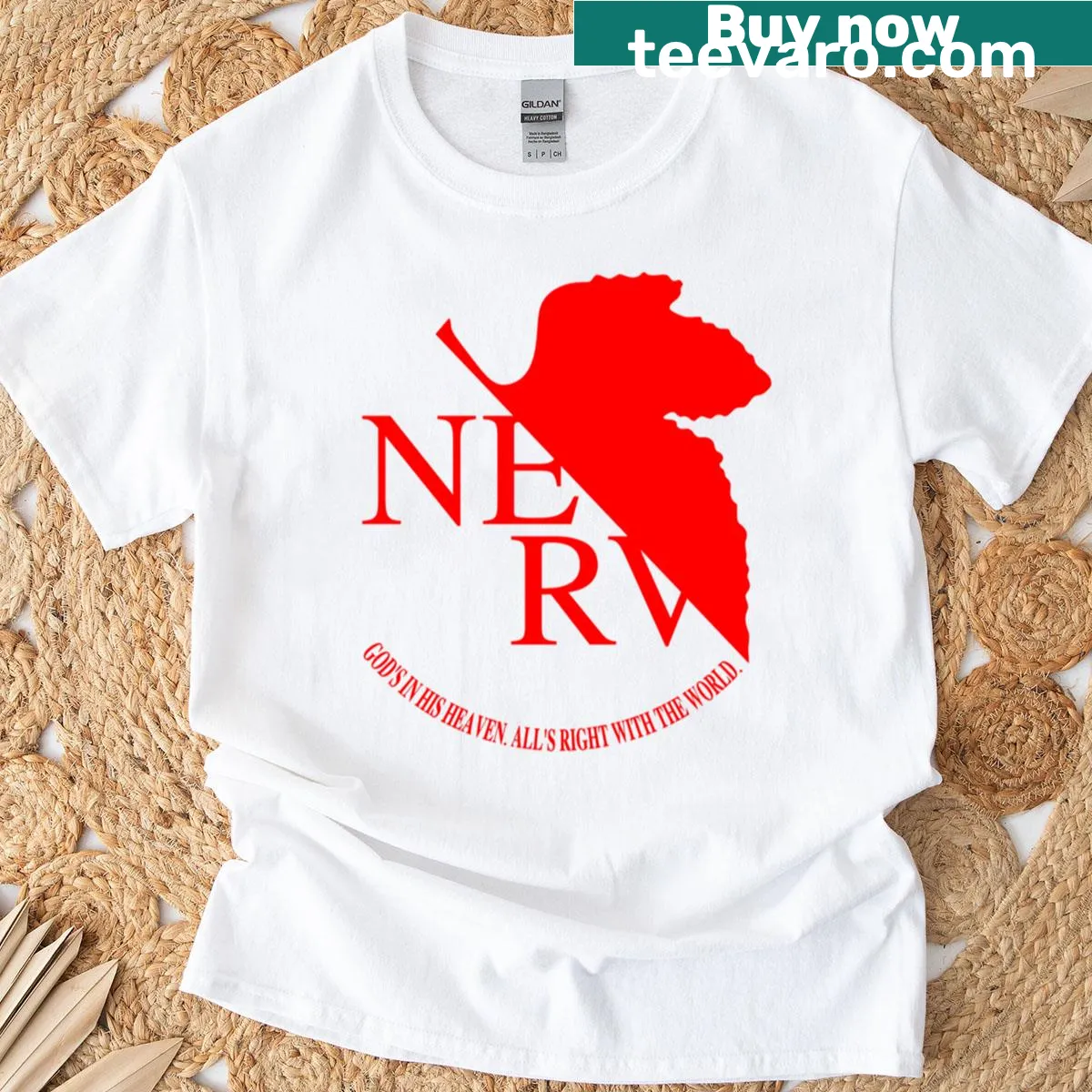 Nerv logo from Neon Genesis Evangelion on a t-shirt — on a men's t-shirt