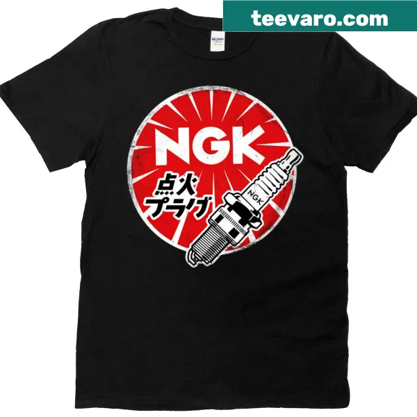 Ngk Japanese t-shirt featuring the brand logo and automotive theme