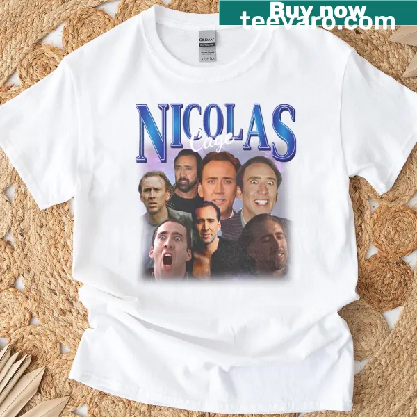 Playful T-shirt featuring the name Nicolas Cage