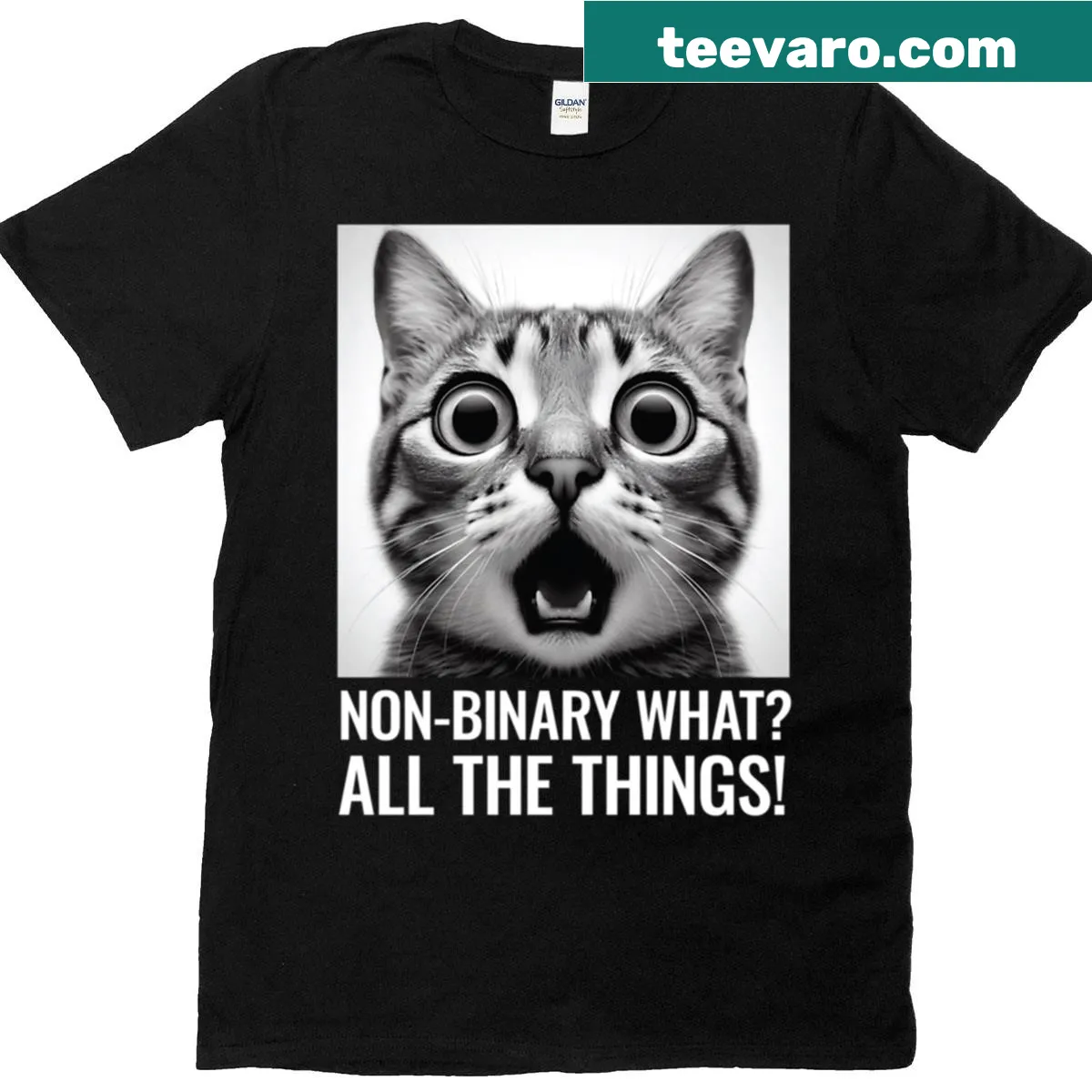 Bold non-binary identity illustration T-shirt — on a men's t-shirt