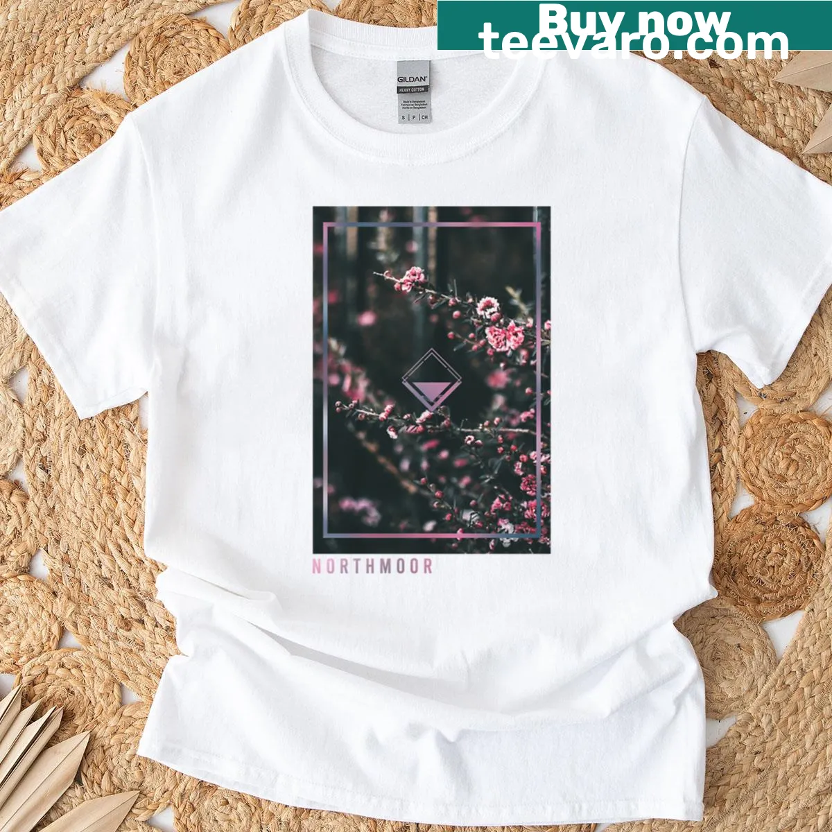 T-shirt featuring Northmoor frame logo — on a men's t-shirt