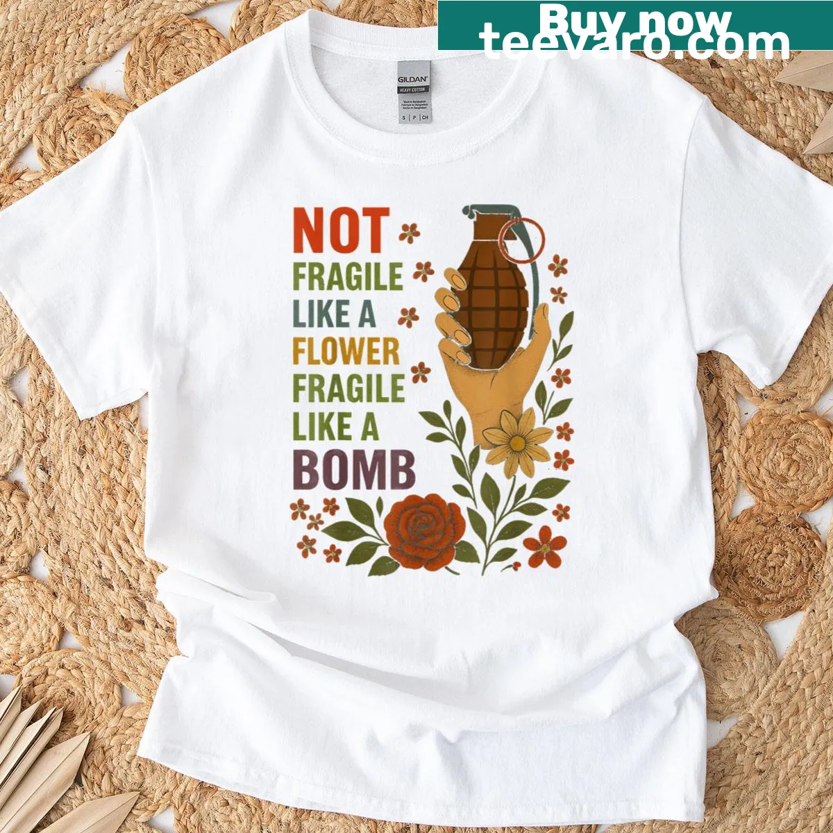 Feminist T-shirt with bold text about strength — on a men's t-shirt