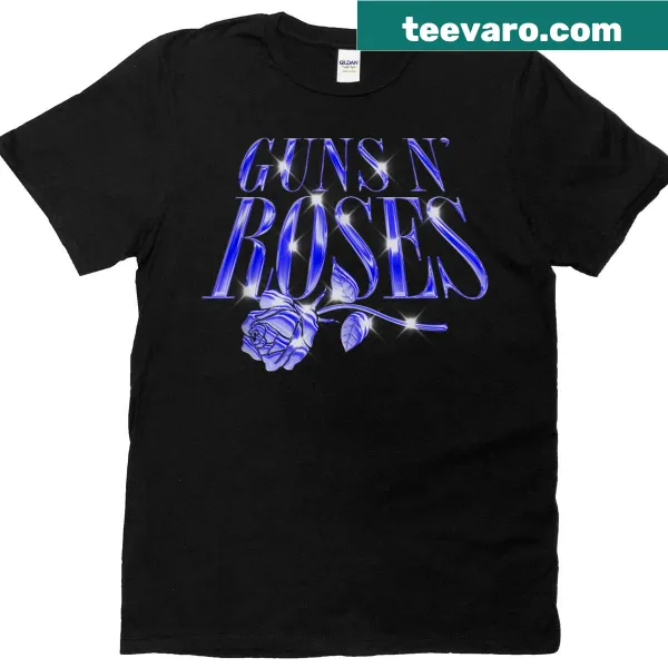 Vintage-style Guns N Roses chrome logo graphic t-shirt