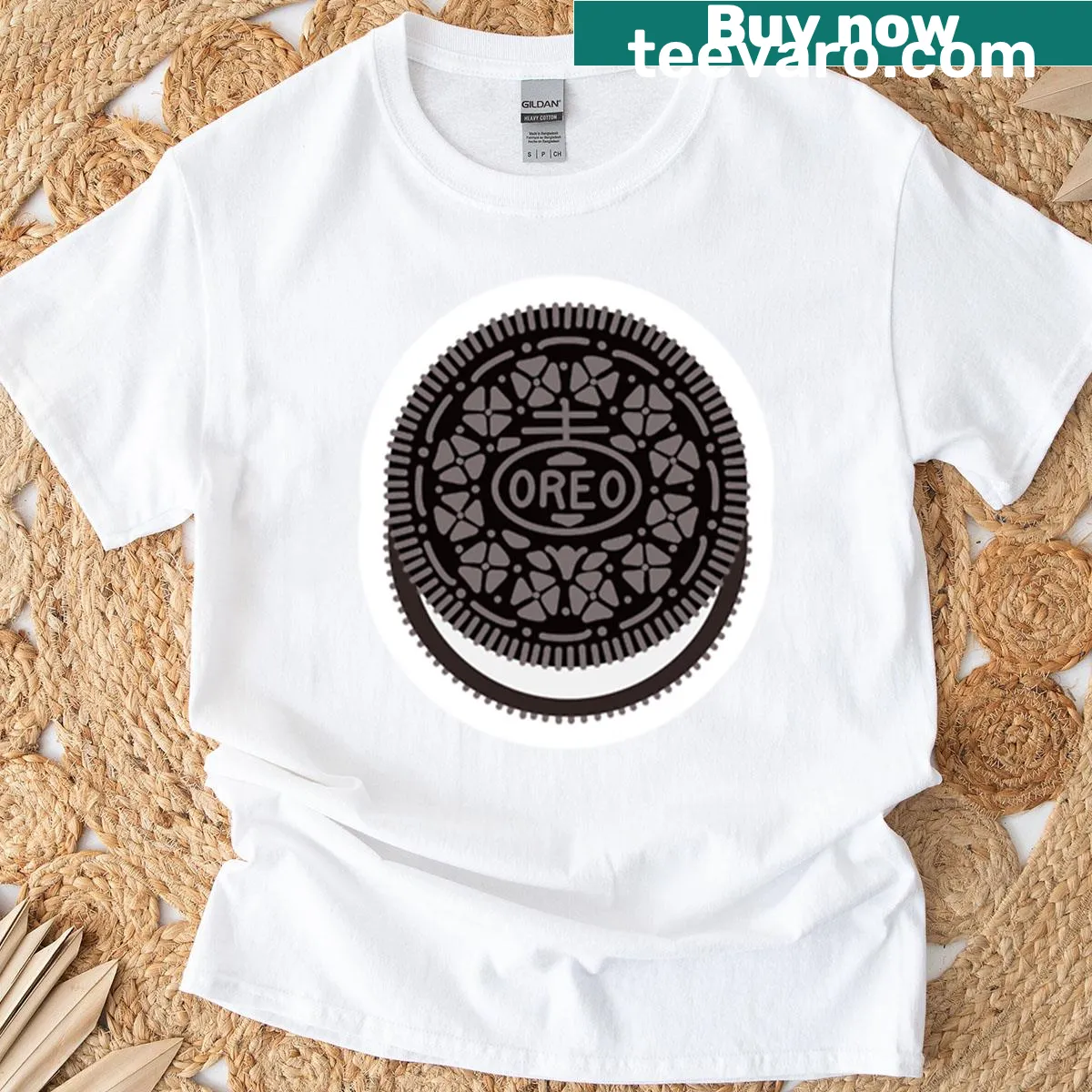 Playful Oreo cookie graphic on a casual T-shirt. — on a men's t-shirt