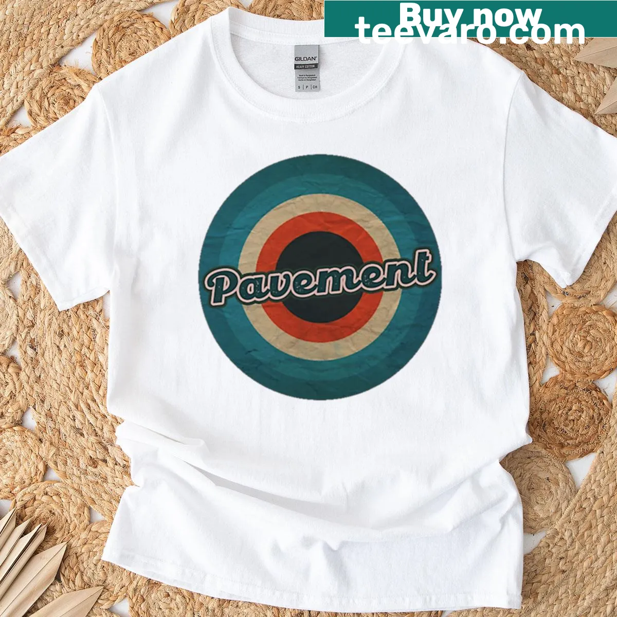 Vintage logo design on distressed T-shirt — on a men's t-shirt