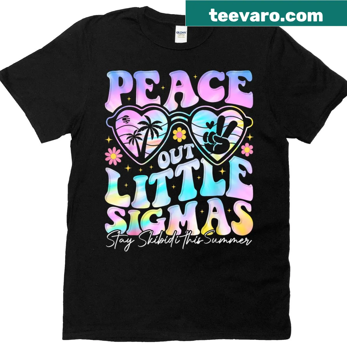 Funny teacher T-shirt with 'Peace Out Little Sigmas' design for summer — on a men's t-shirt