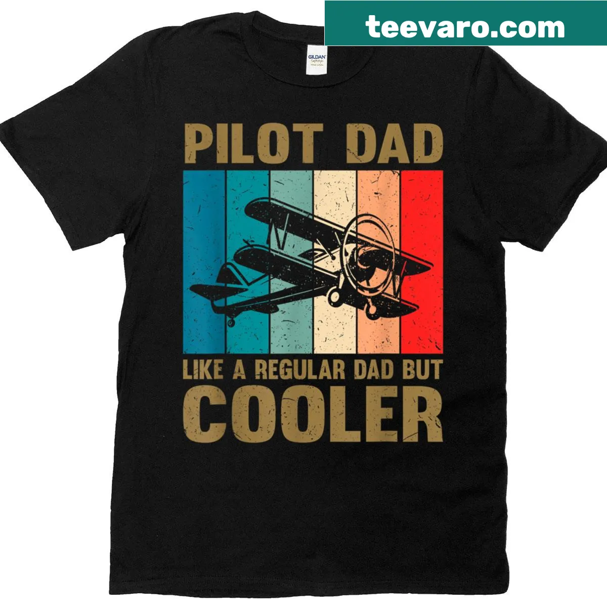 Vintage-style T-shirt for pilot dads with humorous text — on a men's t-shirt