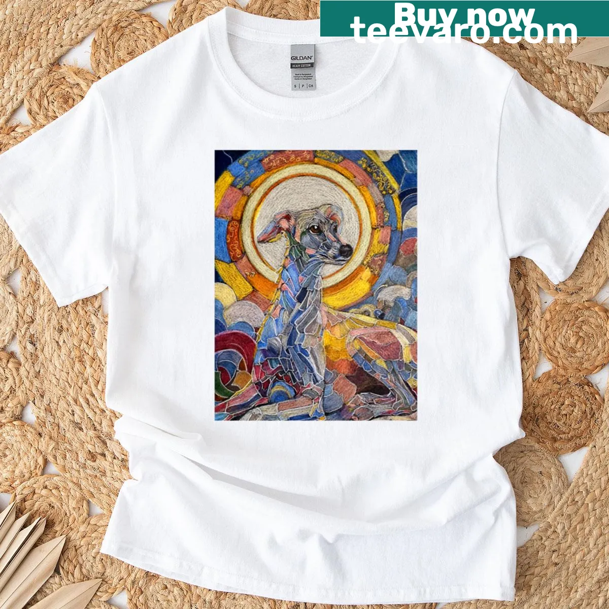 T-shirt featuring a swirling portal graphic design — on a men's t-shirt