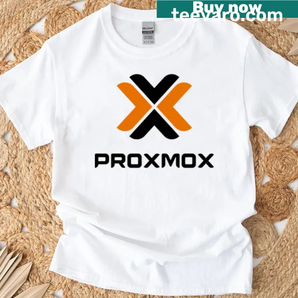 Minimalist t-shirt featuring the Proxmox logo