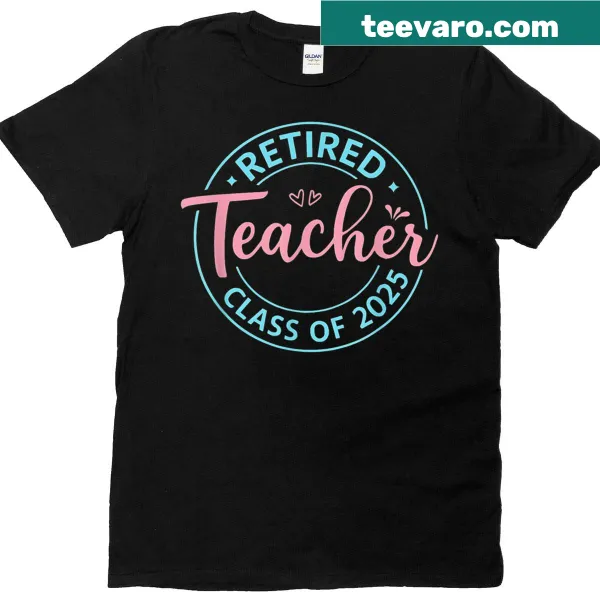 Vintage T-shirt for retired teachers with 'Class of 2025' text.