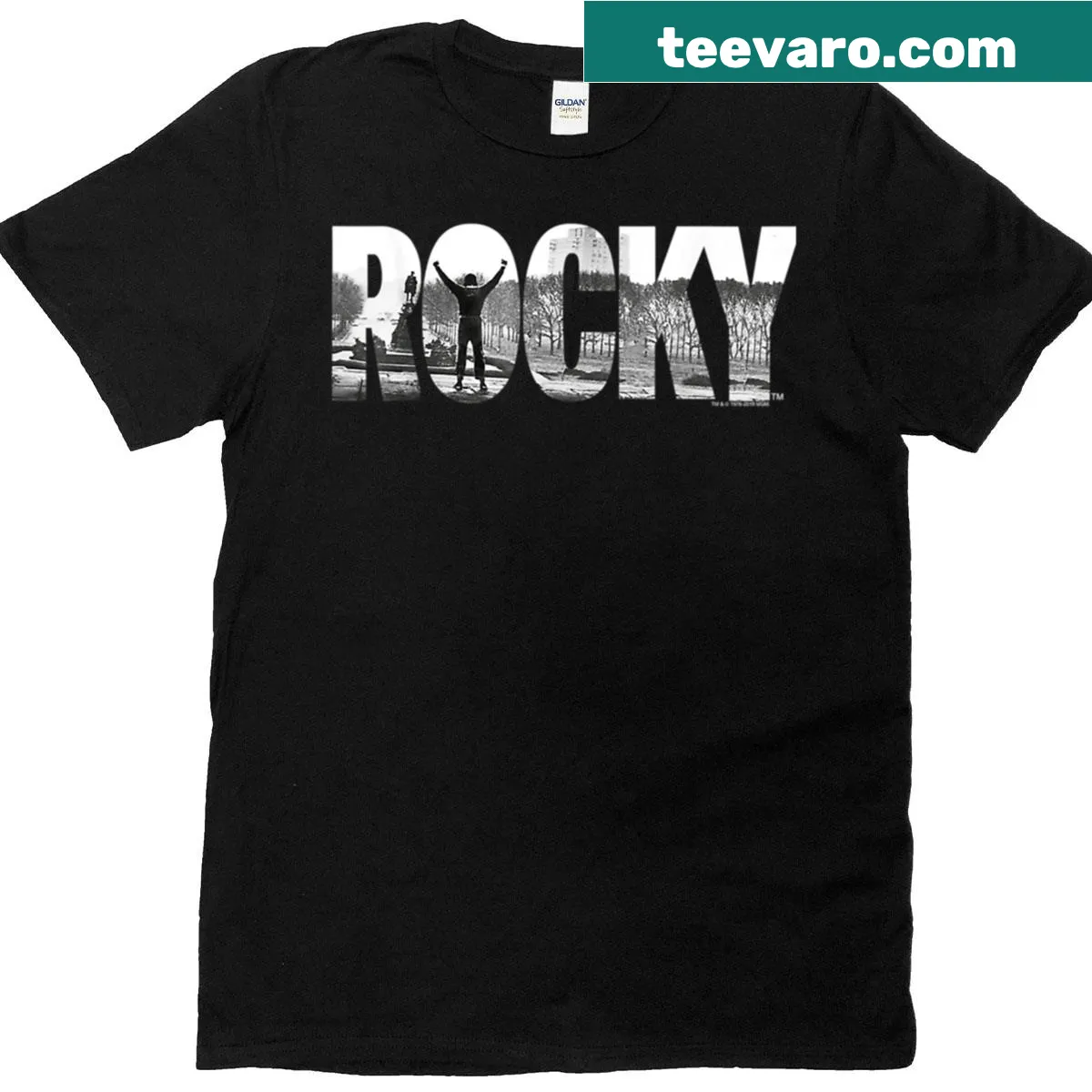 Bold t-shirt featuring the iconic Rocky logo — on a men's t-shirt