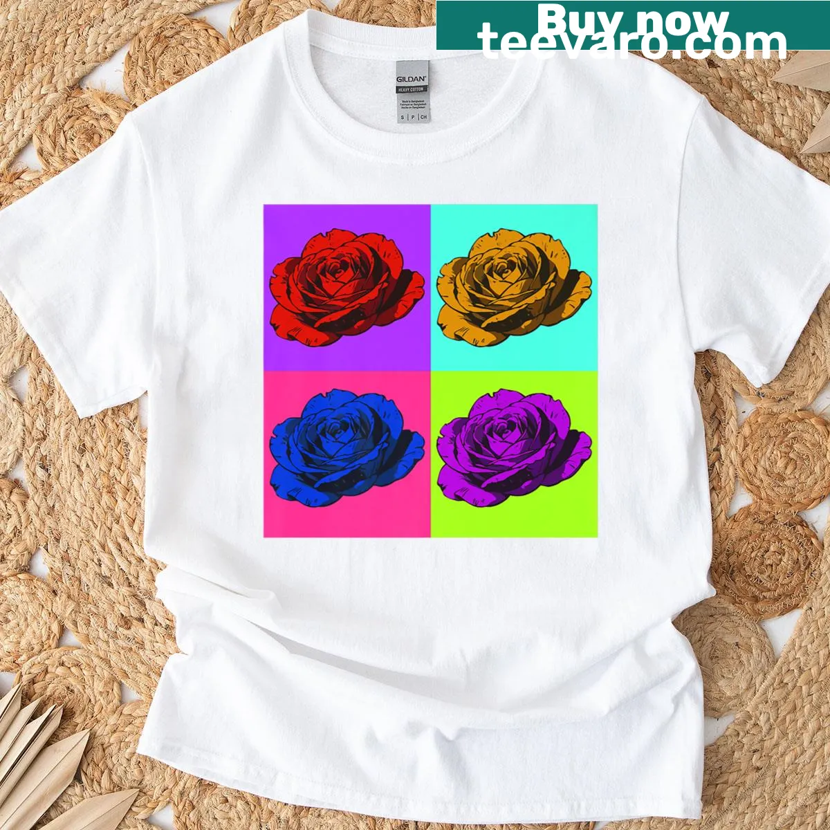 Funny graphic T-shirt about roses and their gardener — on a men's t-shirt