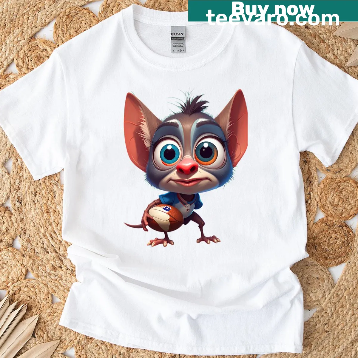 Funny cartoon rugby creature design on a T-shirt — on a men's t-shirt