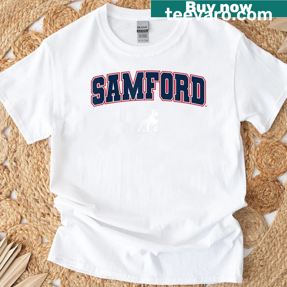 Samford University Bulldogs arch logo t-shirt for fans and students — on a men's t-shirt