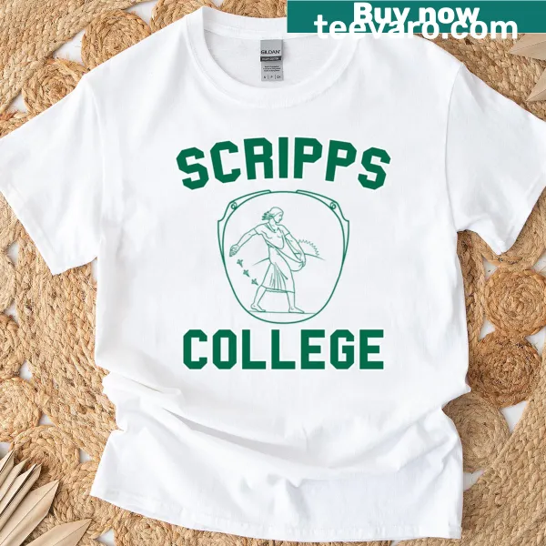 Vintage green Scripps College logo t-shirt, relaxed fit
