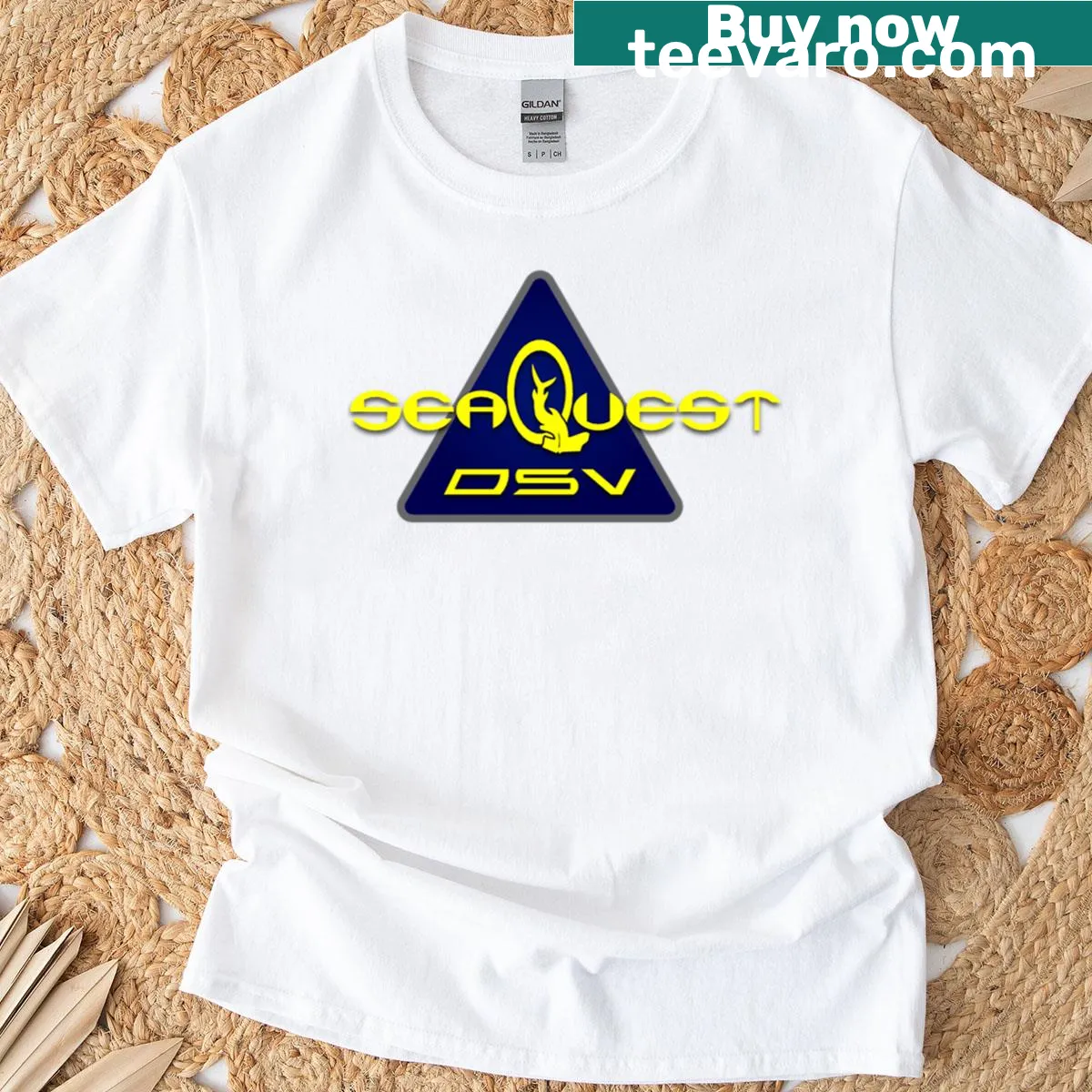 T-shirt featuring the logo from Seaquest DSV series — on a men's t-shirt