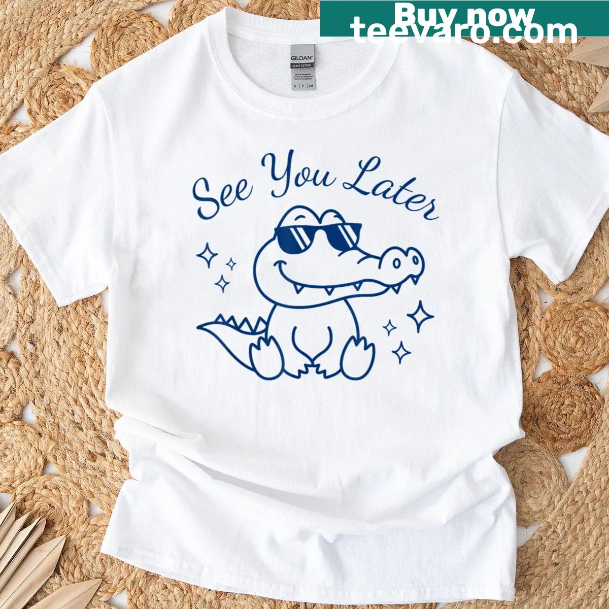 Funny teacher t-shirt with phrase 'See You Later Teacher Summer Alligator' — on a men's t-shirt