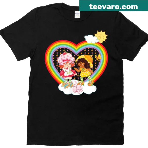 T-shirt with Strawberry Shortcake, Orange Blossom, and rainbow heart design