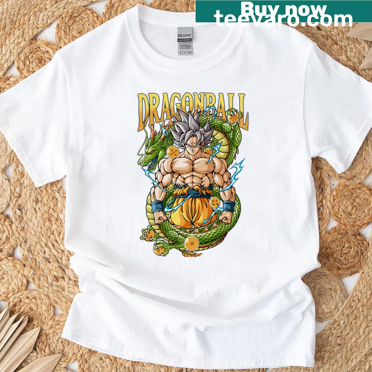 Oversized T-shirt featuring dynamic Super Saiyan design — on a men's t-shirt