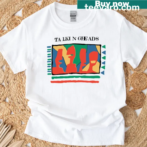 Talking Heads inspired typography T-shirt with abstract design